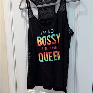 Black Graphic Tank Top - "I'm Not Bossy I'm The Queen" M 36 chest 26 L 5126